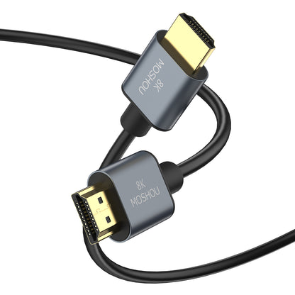 Flexible HDMI 2.1 cable with compact metal connector housings