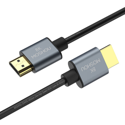 MOSHOU HDMI 2.1 gold-plated connector and TPE cable close-up
