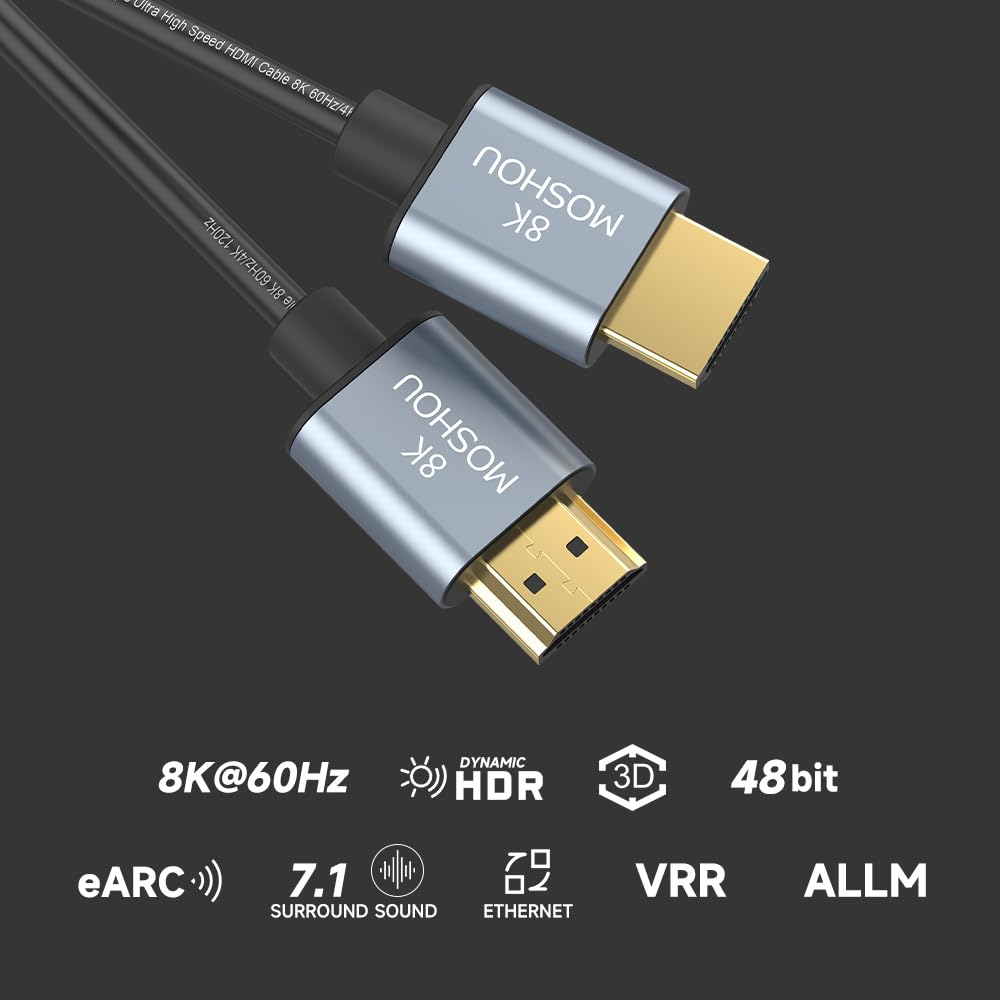 MOSHOU HDMI 2.1 cable supporting HDR eARC VRR and ALLM