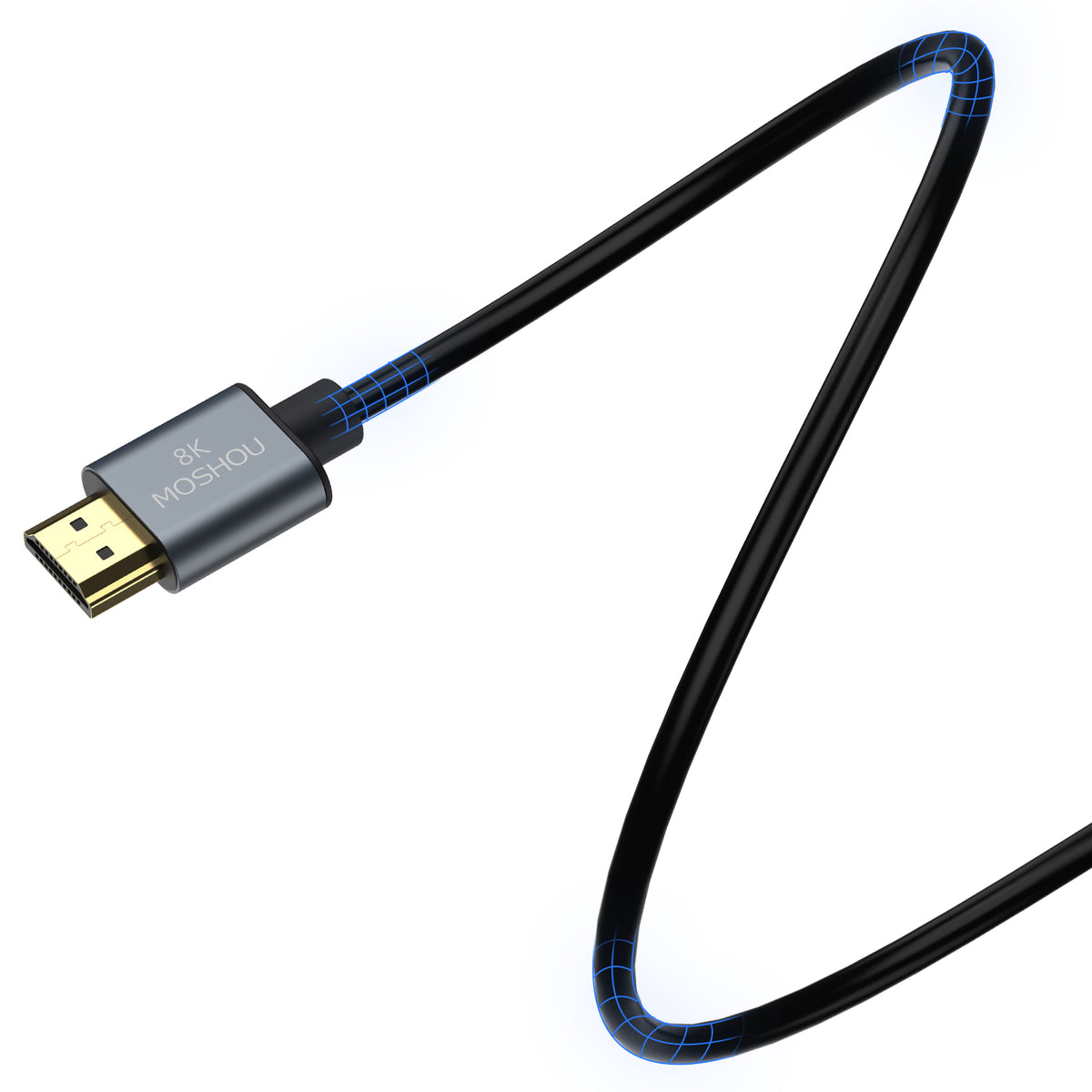 Slim black TPE HDMI cable showing flexible routing