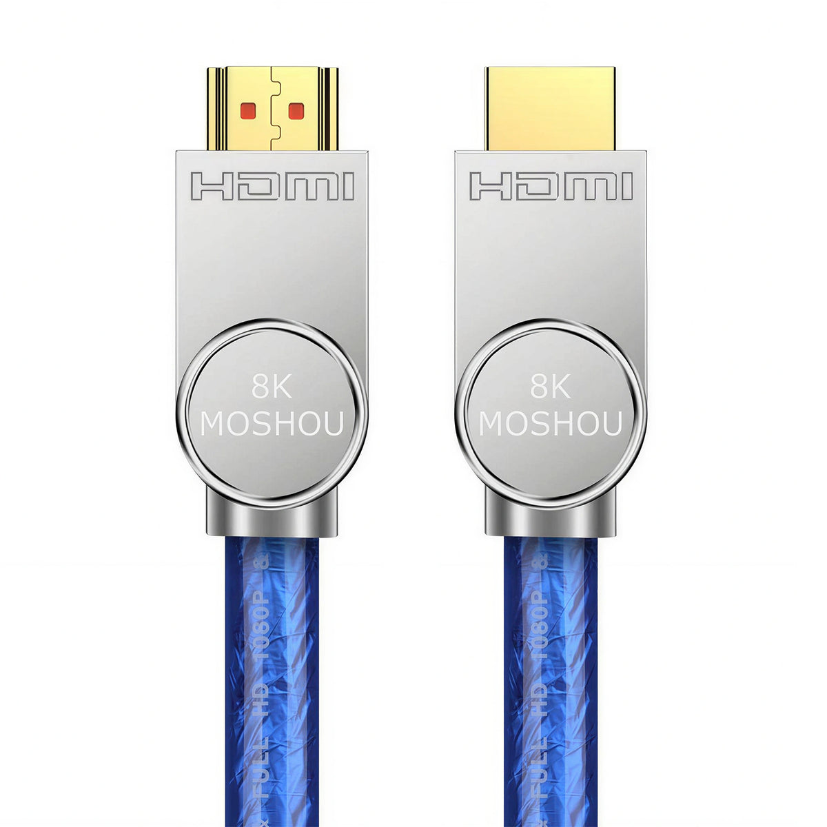 MOSHOU HD-009 transparent blue 8K HDMI 2.1 cable front view