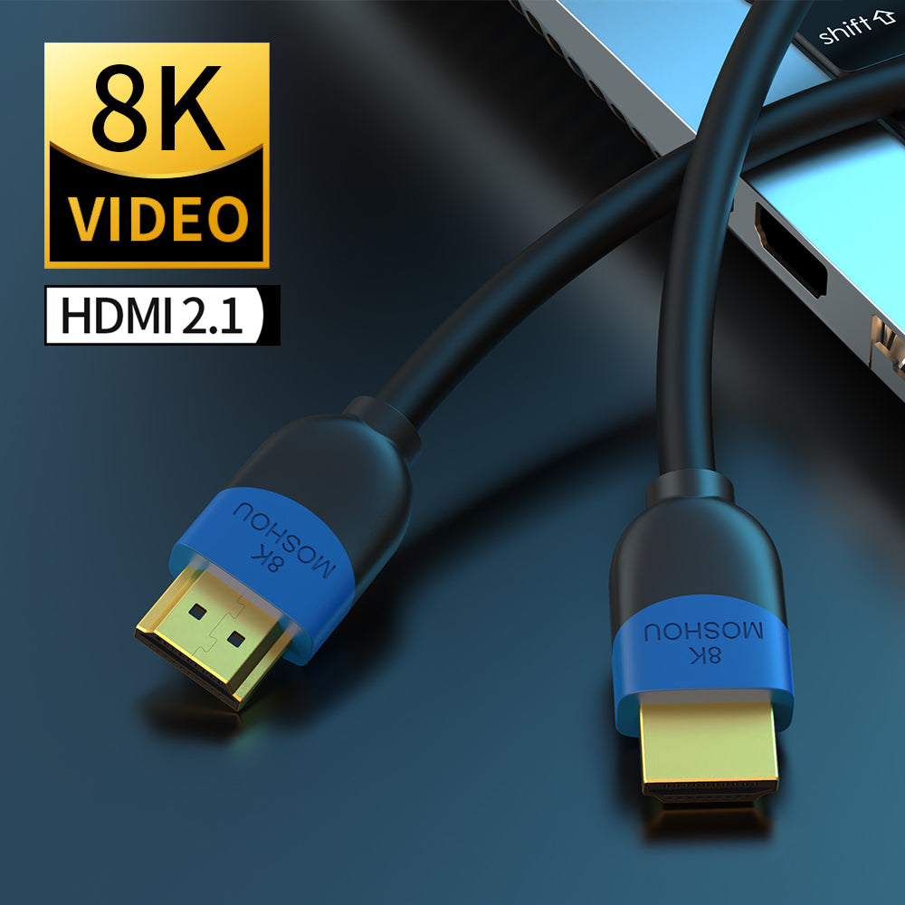 MOSHOU HDMI cable connected to a laptop