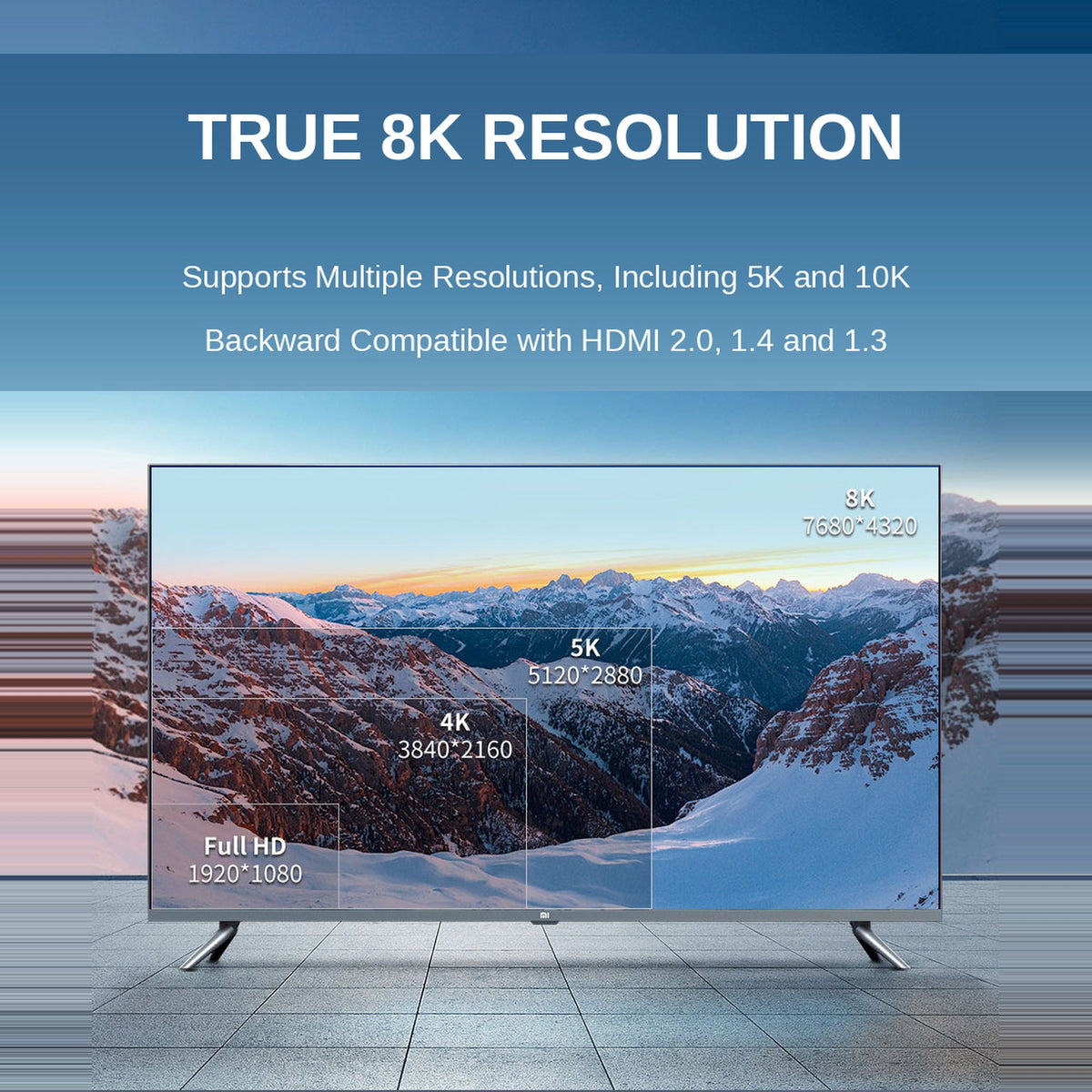 True 8K resolution and backward compatibility infographic