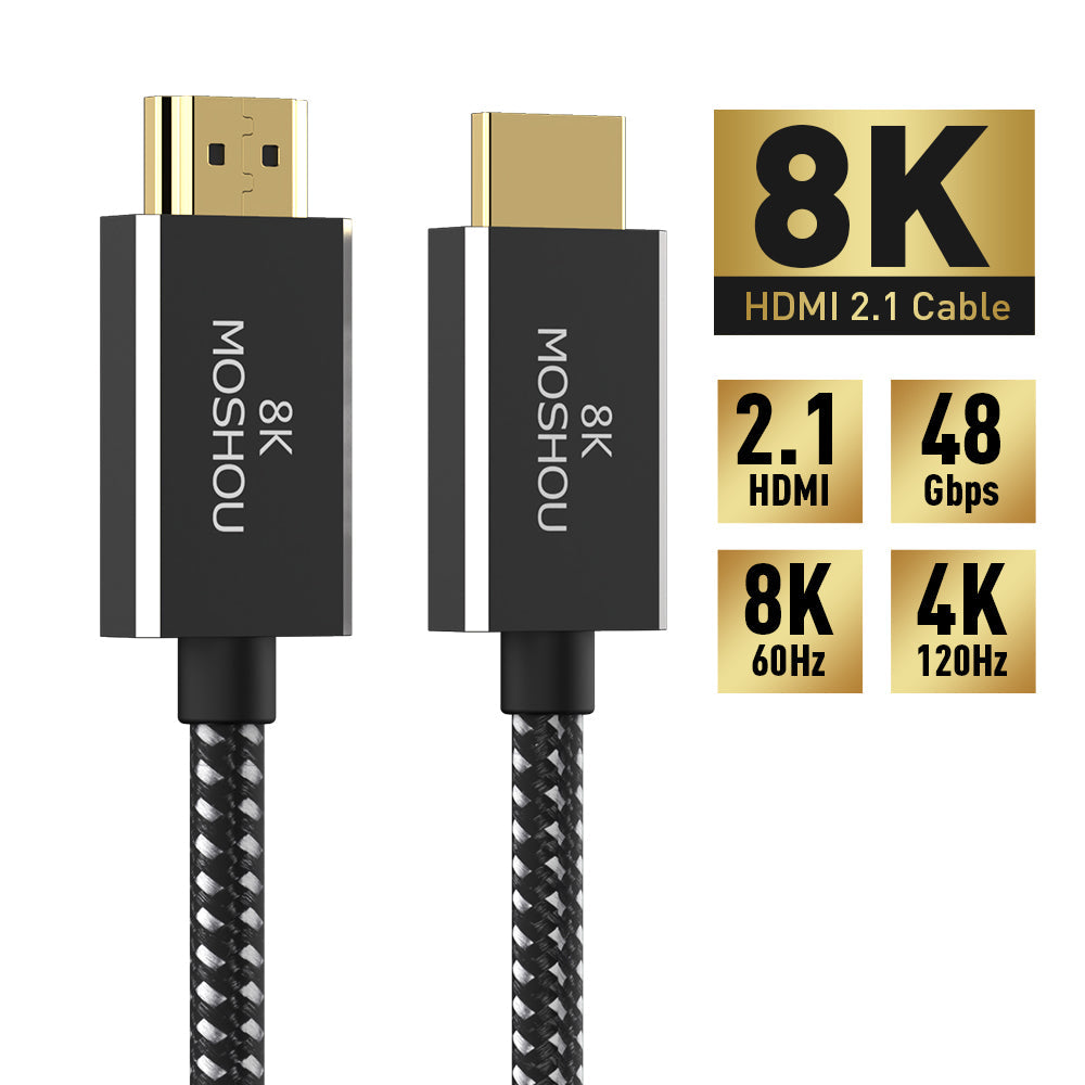 MOSHOU HDMI 2.1 cable supporting 48Gbps 8K60 and 4K120