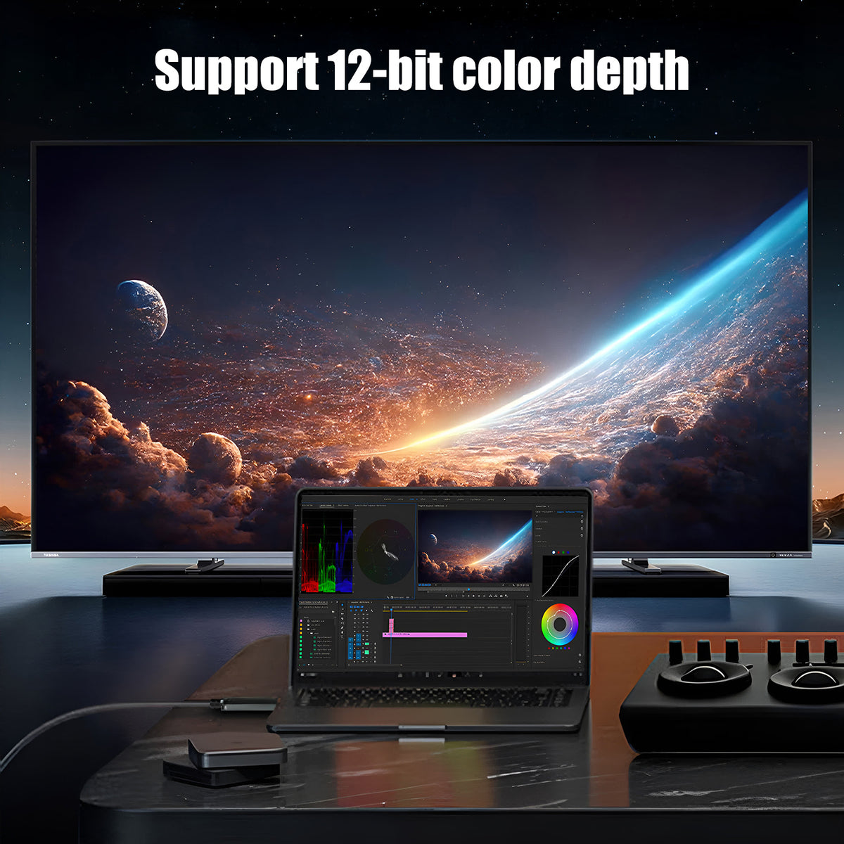 MOSHOU optical HDMI cable for compatible 12-bit color workflows