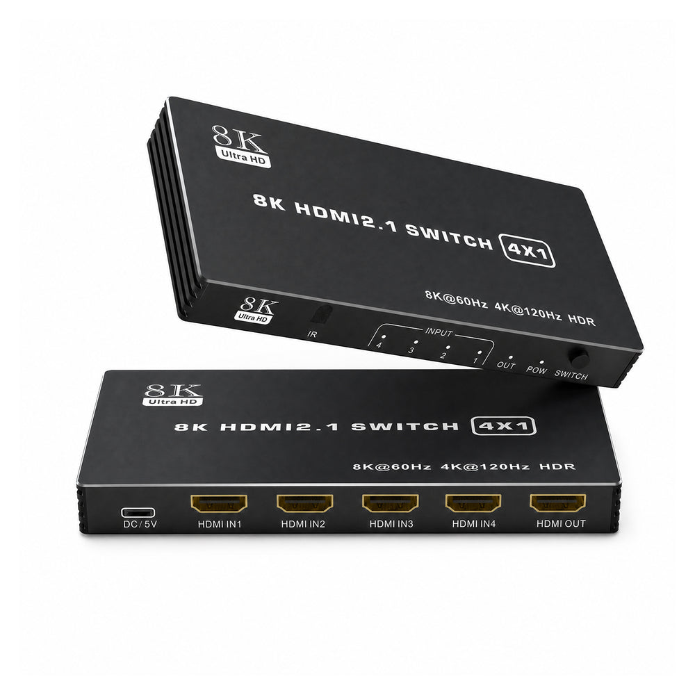 MOSHOU HDMI 2.1 multi-input switch with remote control, HDMI 2.1 48Gbps and 8K support