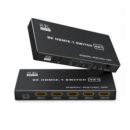 MOSHOU HDMI 2.1 multi-input switch with remote control, HDMI 2.1 48Gbps and 8K support