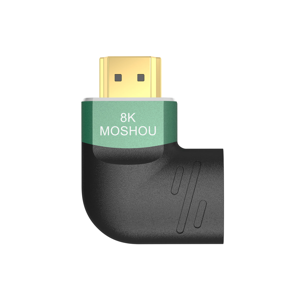 Front view of MOSHOU 90-degree HDMI male-to-female side-angle adapter