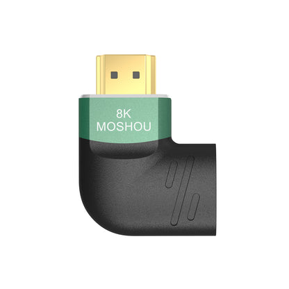 Front view of MOSHOU 90-degree HDMI male-to-female side-angle adapter