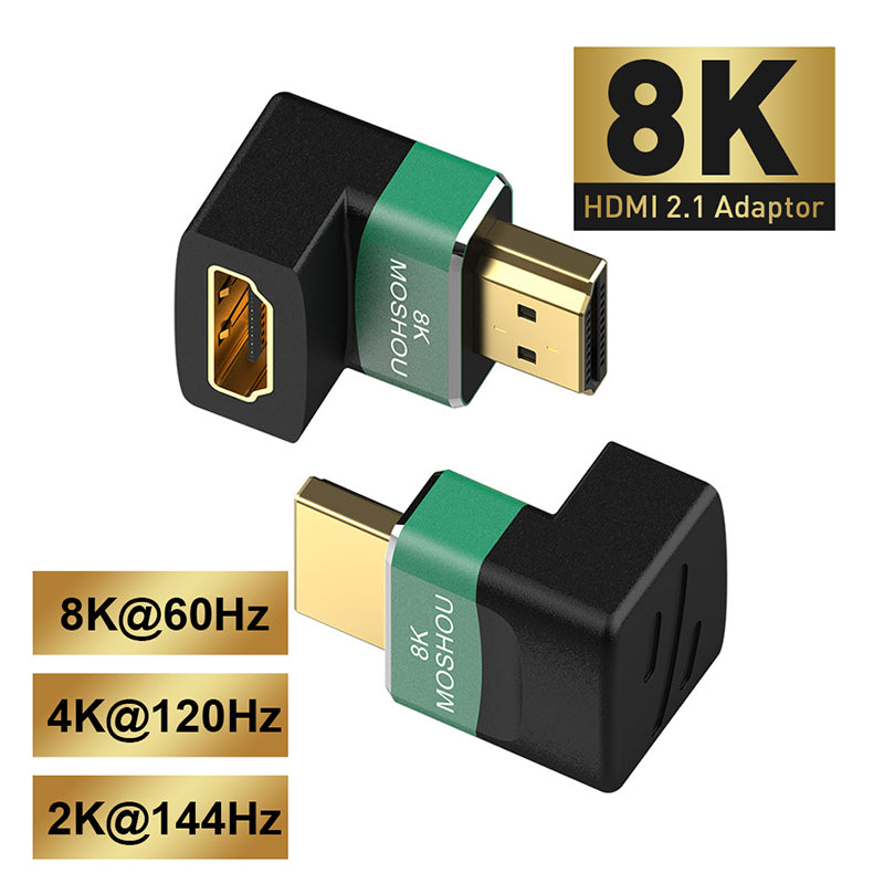 MOSHOU 90-degree HDMI 2.1 male-to-female adapter variant