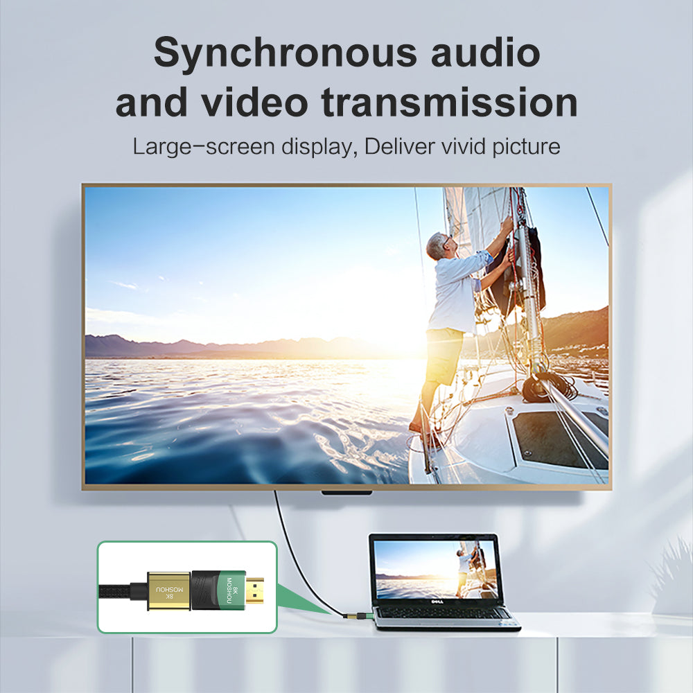 HDMI adapter carrying synchronized audio and video between connected devices