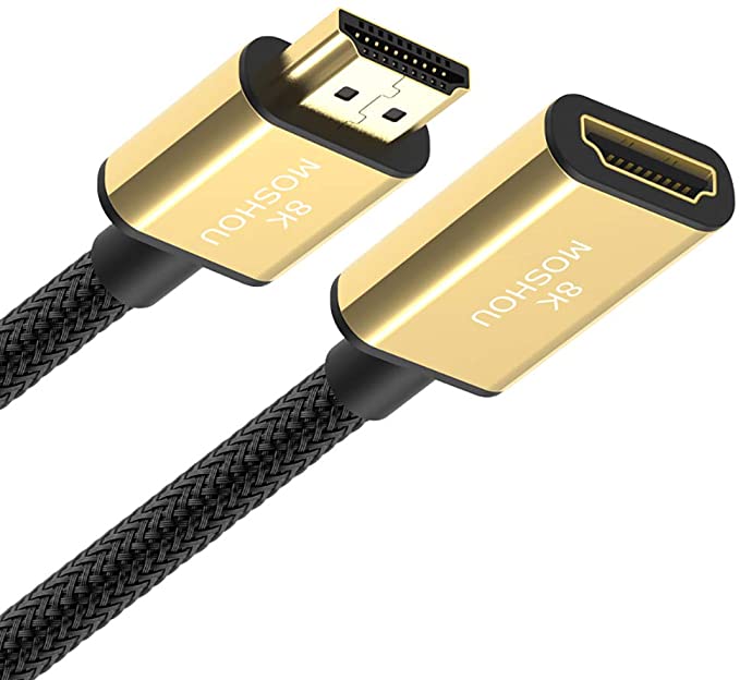 MOSHOU HDMI extension cable male and female connector close-up