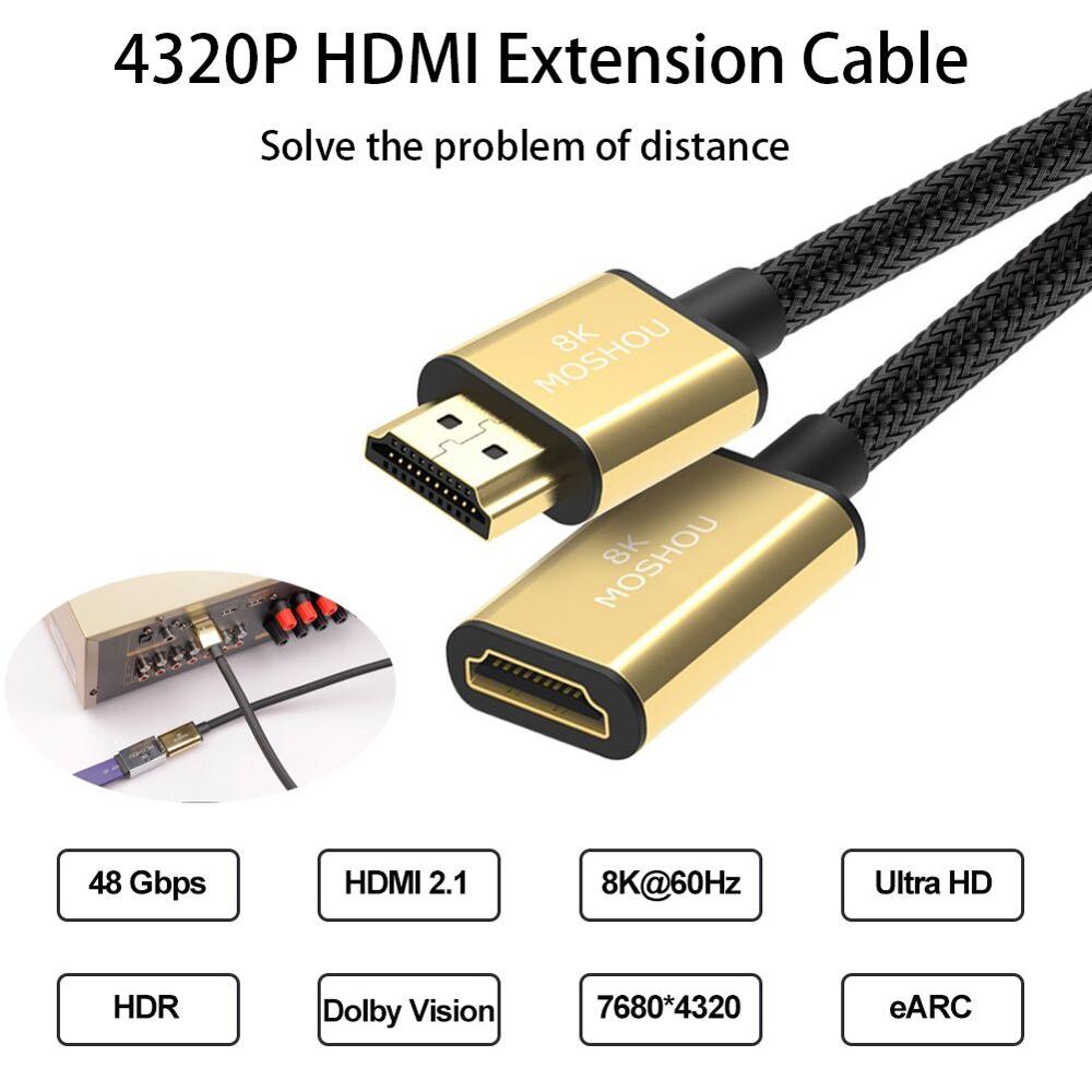 48Gbps HDMI 2.1 extension cable supporting 8K60 and 4K120