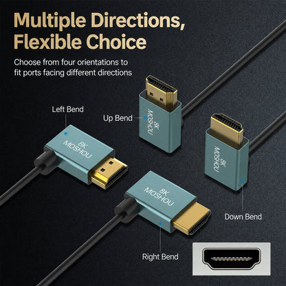 MOSHOU HDMI cable in straight up down left and right connector orientations