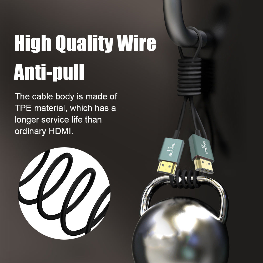 Reinforced anti-pull cable joint on MOSHOU ultra-slim HDMI cable
