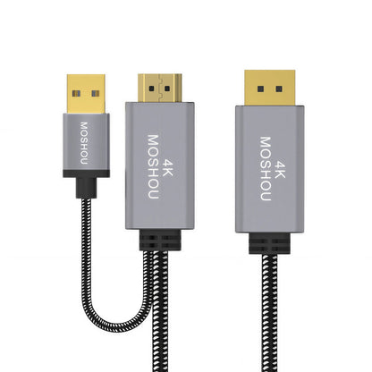 MOSHOU HDMI to DisplayPort cable with USB power, main product view