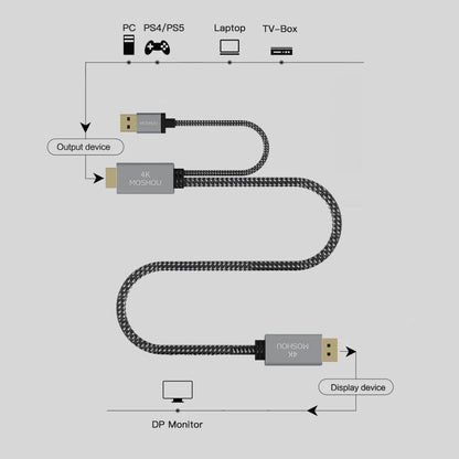 One-way HDMI source to DisplayPort monitor connection diagram