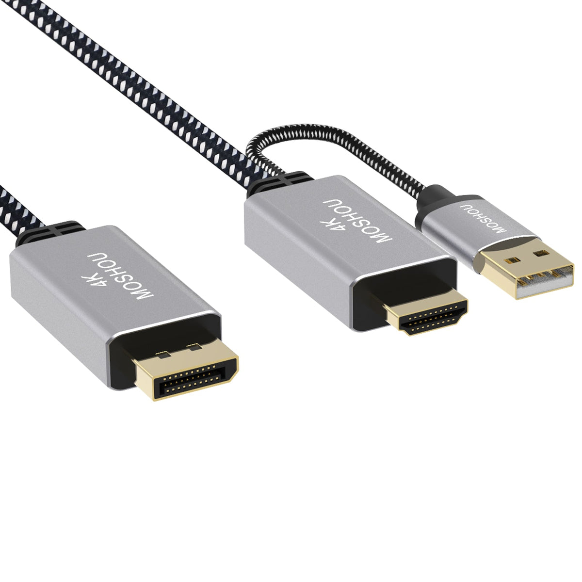 MOSHOU HDMI to DisplayPort adapter cable connector close-up