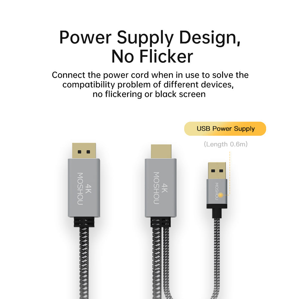 USB-powered HDMI to DisplayPort converter cable design