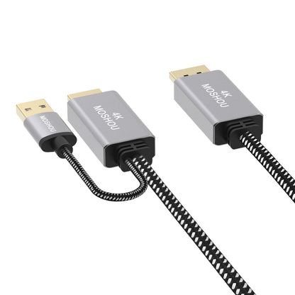 Active HDMI to DisplayPort cable with aluminum connector housings
