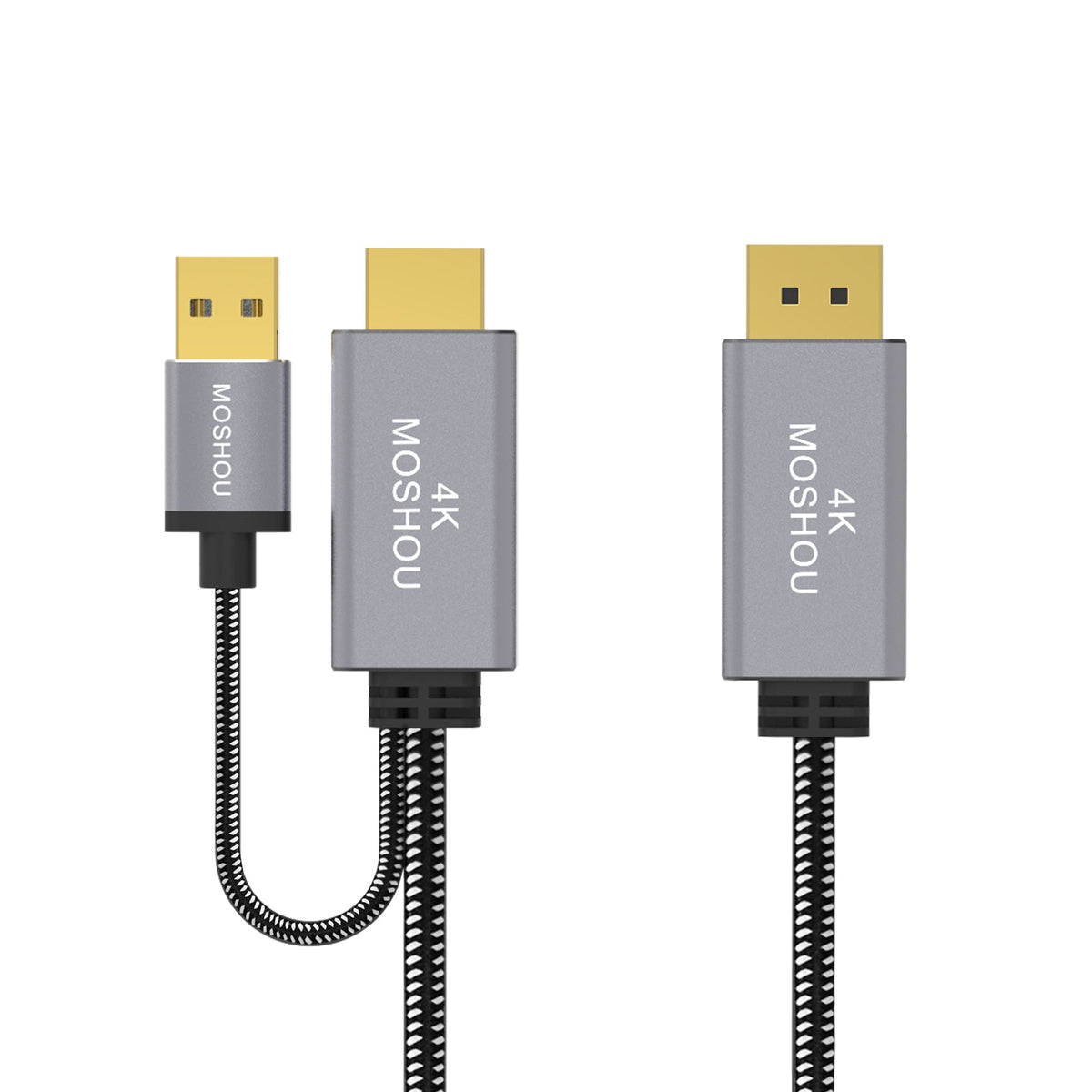 MOSHOU 4K HDMI to DP cable front connector view