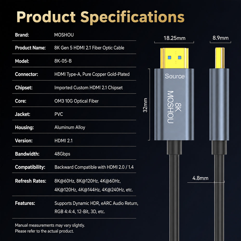MOSHOU HDMI 2.1 optical fiber cable product specifications
