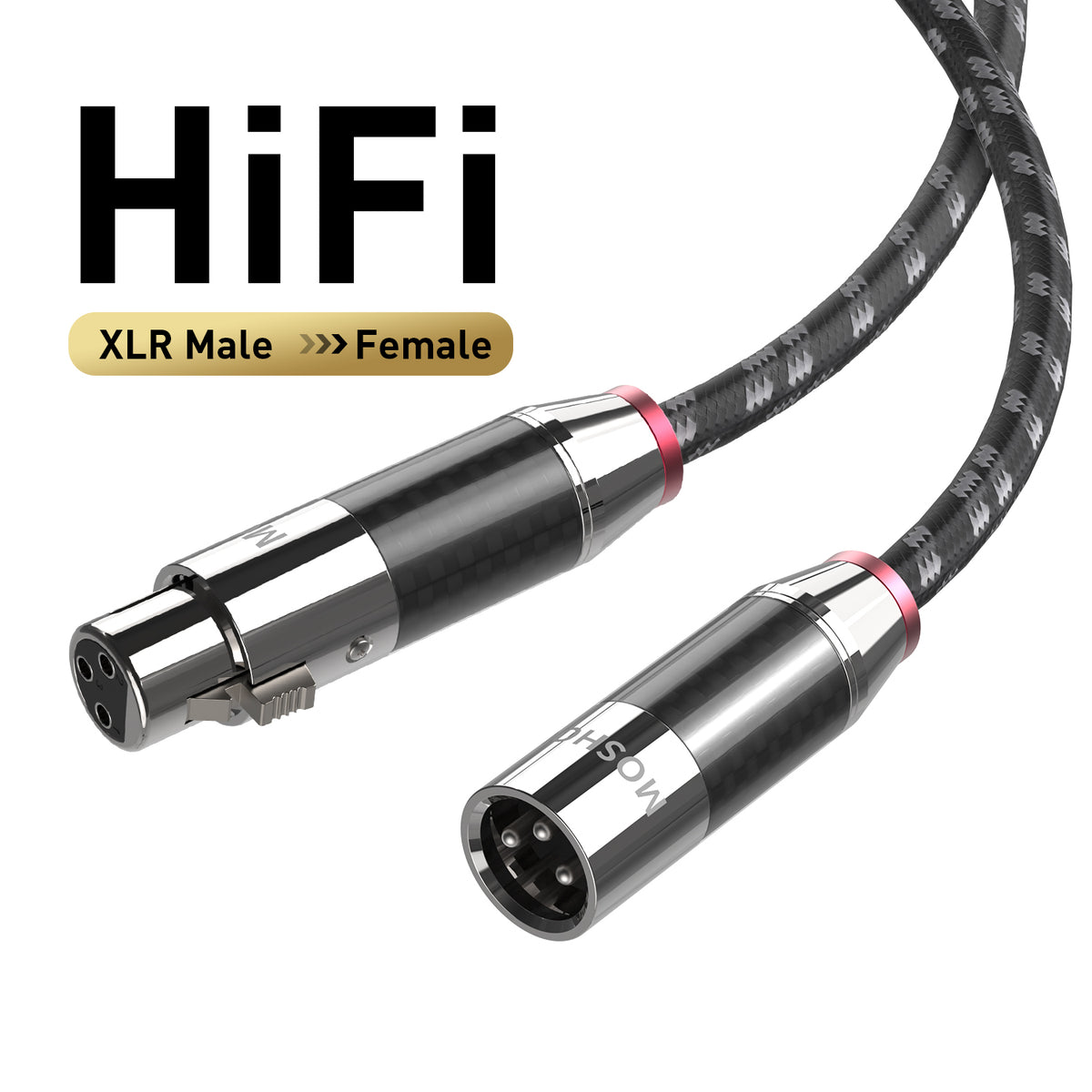 MOSHOU HiFi XLR male to female cable with carbon-fiber connectors
