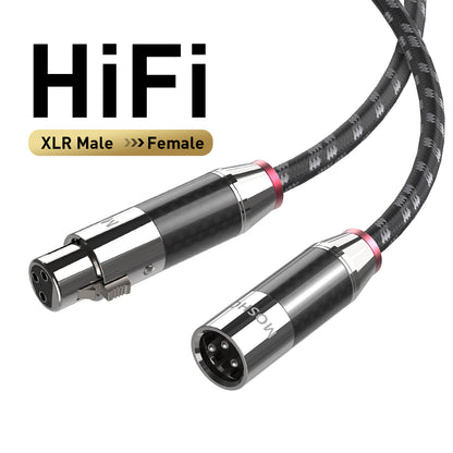 MOSHOU HiFi XLR male to female cable with carbon-fiber connectors