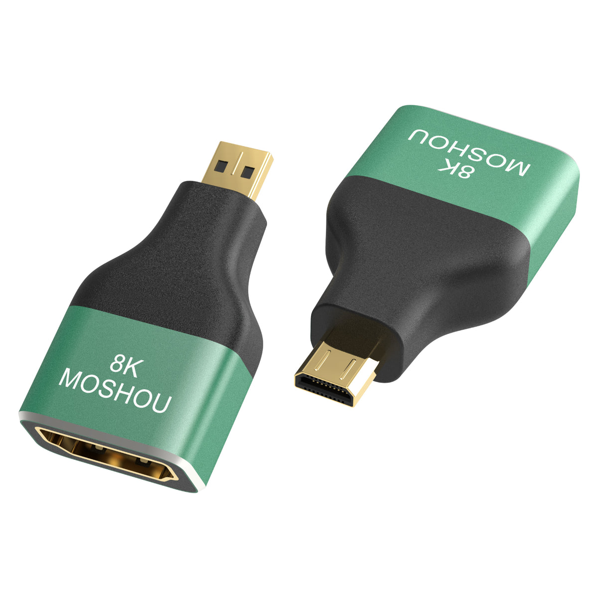 Product view of MOSHOU Mini HDMI and Micro HDMI to HDMI female adapters
