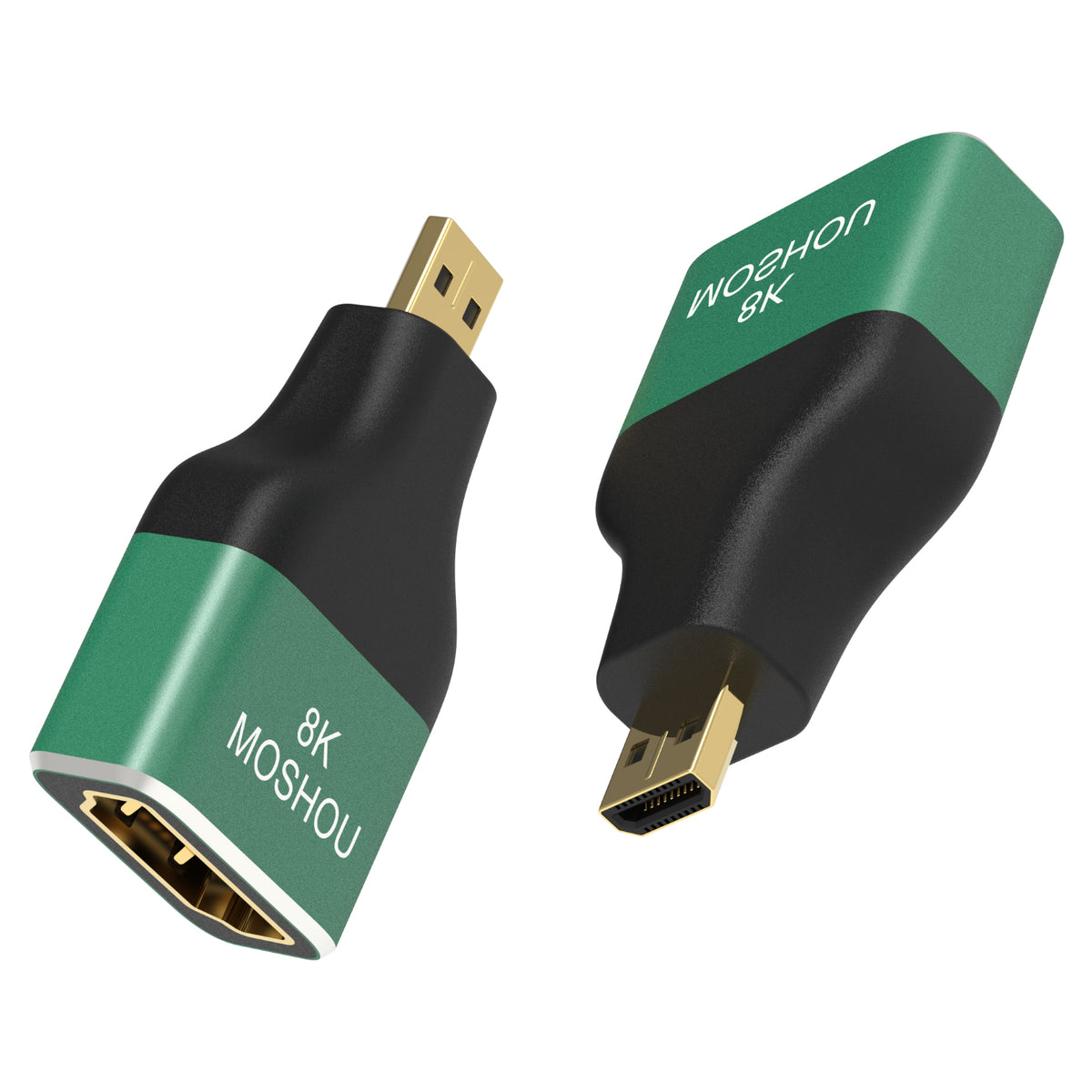 Rear connector view of MOSHOU Mini HDMI and Micro HDMI adapters