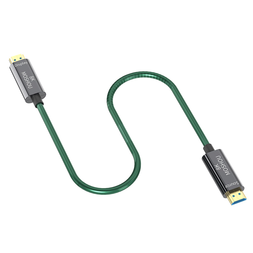 Full product view of MOSHOU green optical HDMI cable