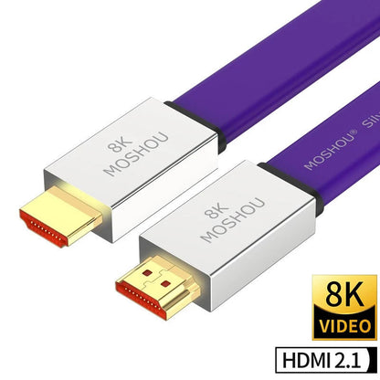 Purple flat MOSHOU HD-036 HDMI 2.1 cable with silver connector housings