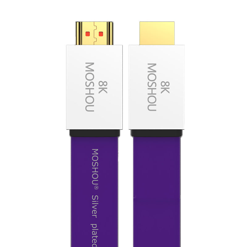 Front view of MOSHOU purple flat 8K HDMI cable