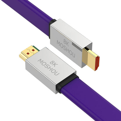 Angled connector view of MOSHOU HD-036 purple HDMI cable