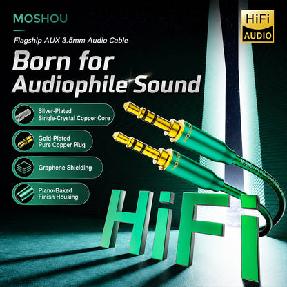 MOSHOU AUX cable connected to HiFi amplifier