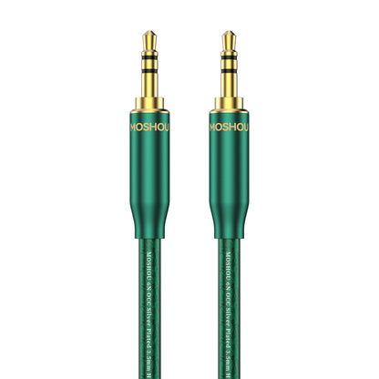 MOSHOU silver-plated OCC 3.5mm AUX audio cable in emerald green
