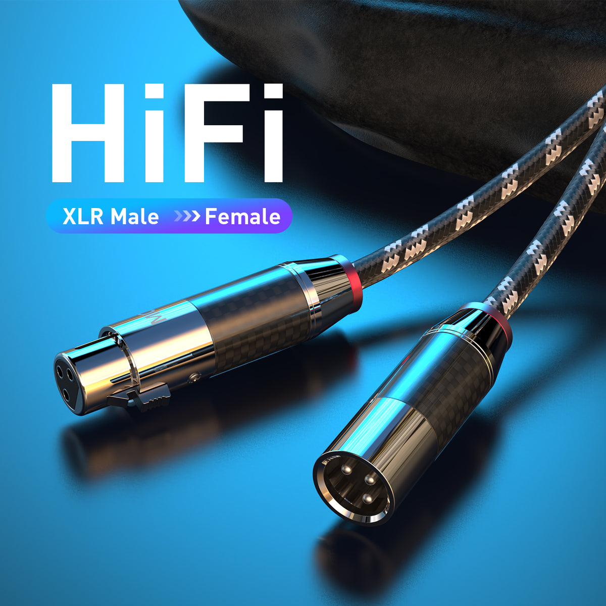 MOSHOU HiFi silver-plated conductor XLR cable on blue background