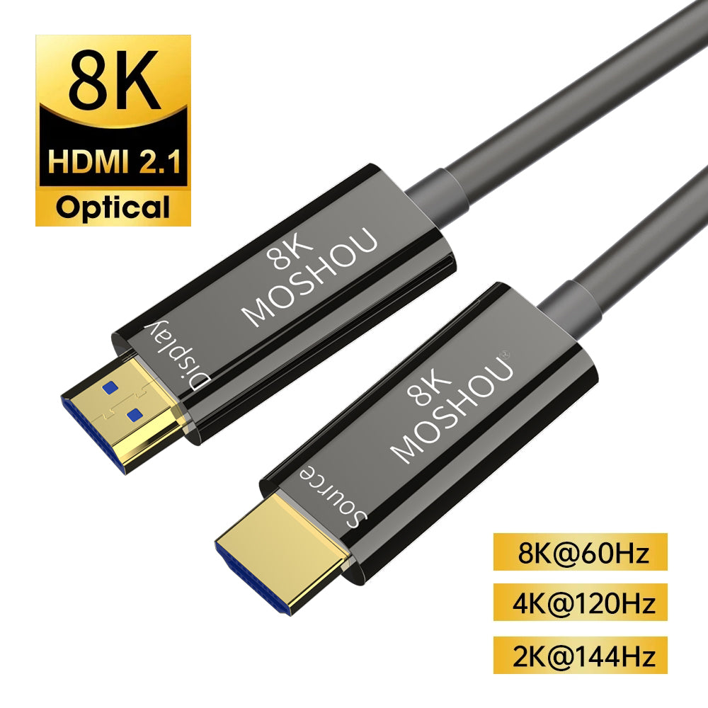 MOSHOU soft TPU 8K HDMI 2.1 optical fiber cable connectors