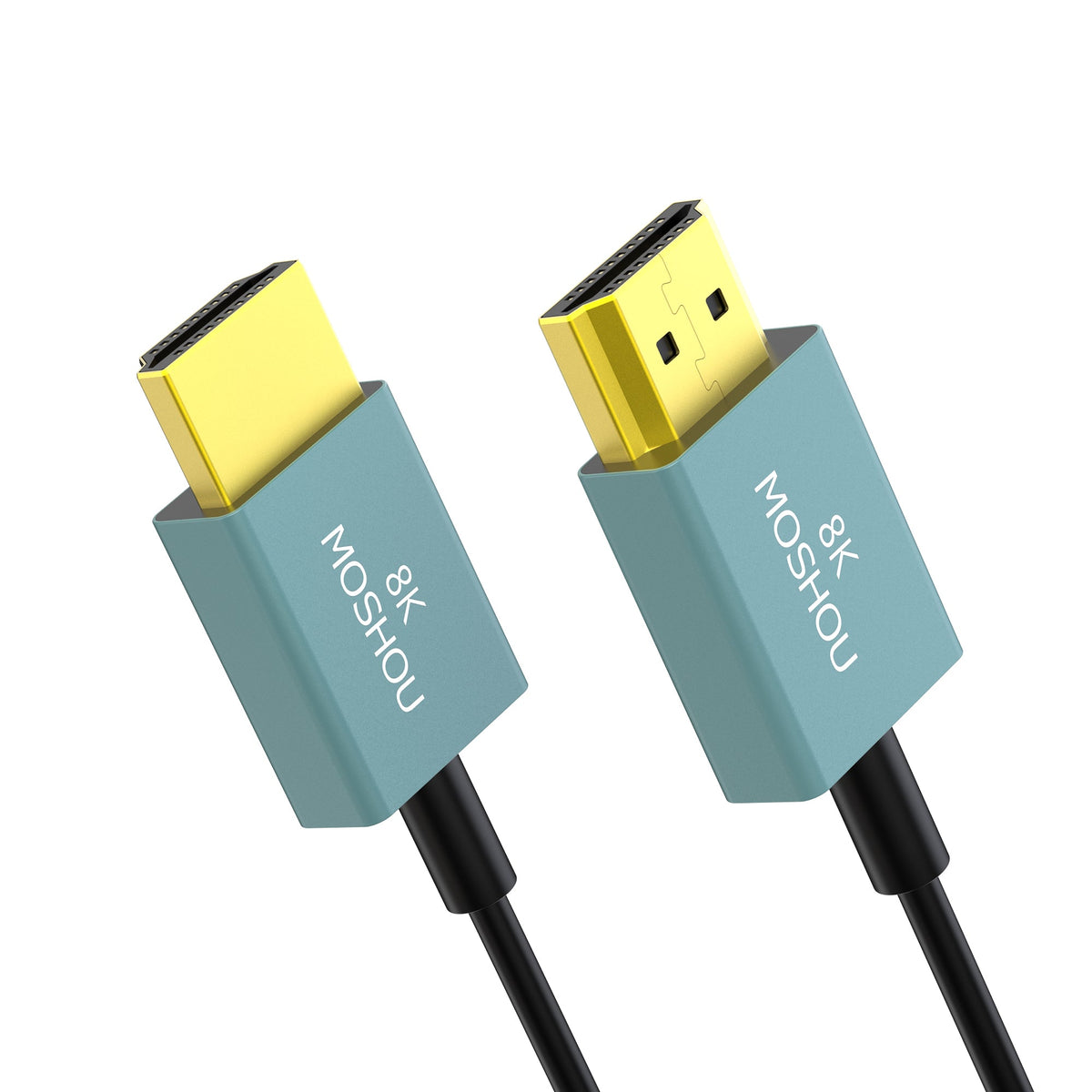 MOSHOU straight HDMI male connectors with compact aluminum shells