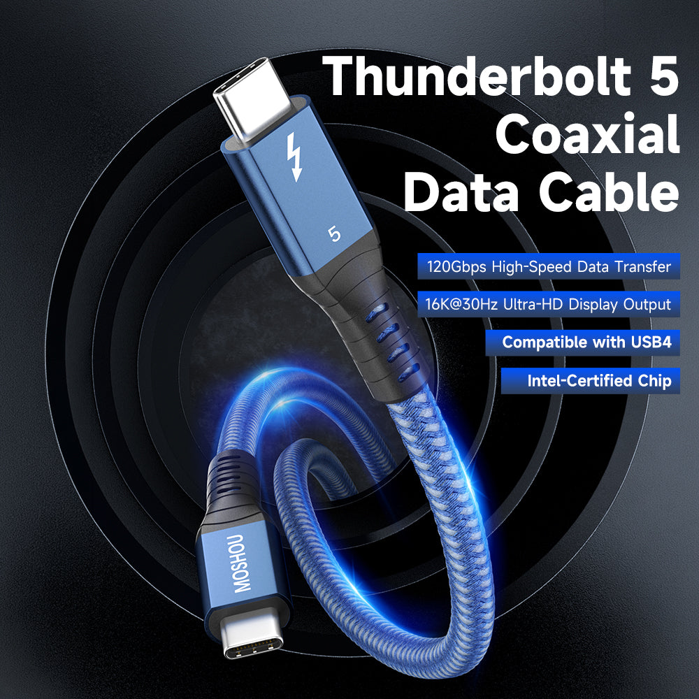MOSHOU Thunderbolt 5 coaxial silver-plated cable design