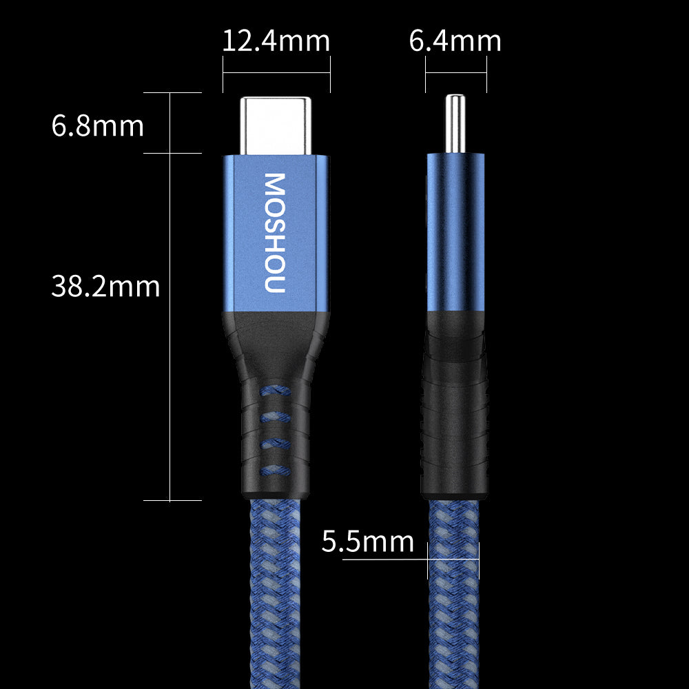 MOSHOU Thunderbolt 5 USB-C connector and cable dimensions