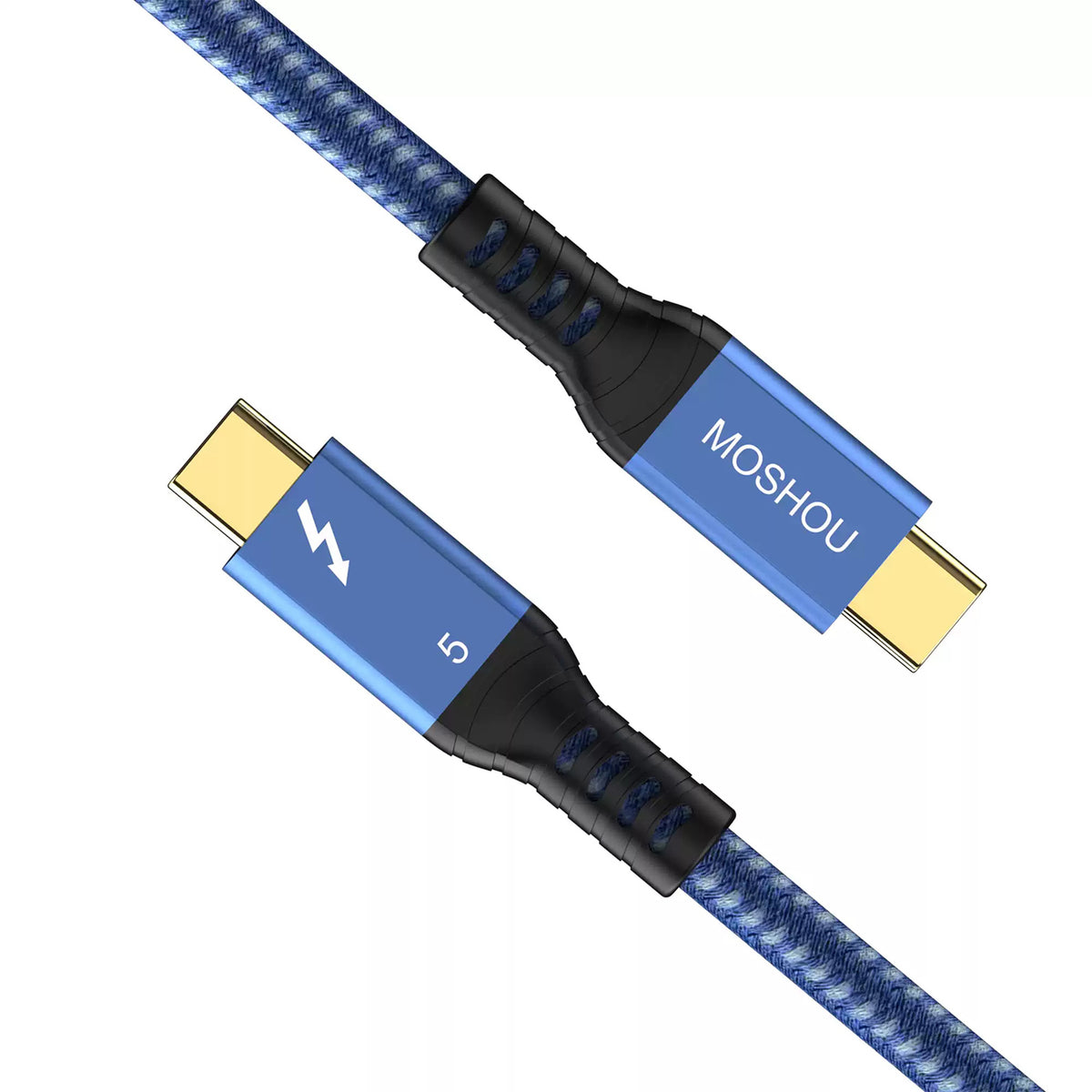 MOSHOU blue aluminum alloy USB-C connector and braided cable