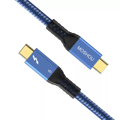 MOSHOU blue aluminum alloy USB-C connector and braided cable