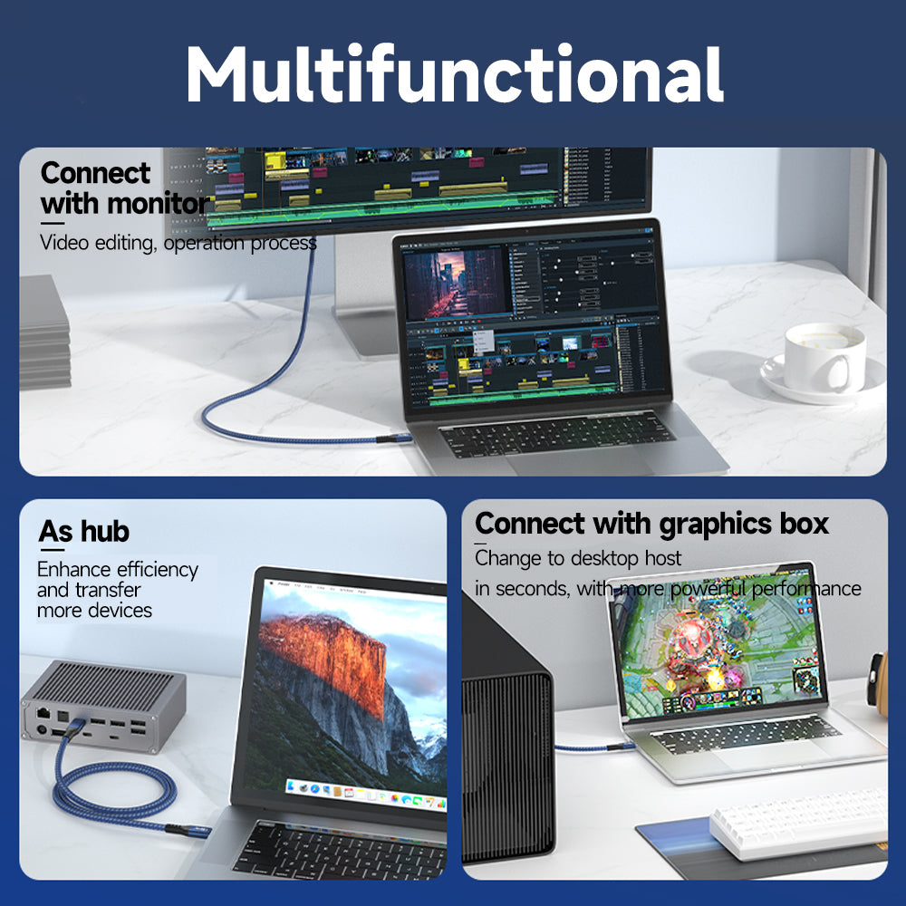 Thunderbolt 5 cable for monitor dock and external graphics connections