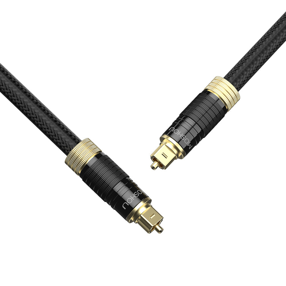 Angled view of MOSHOU Toslink optical audio cable