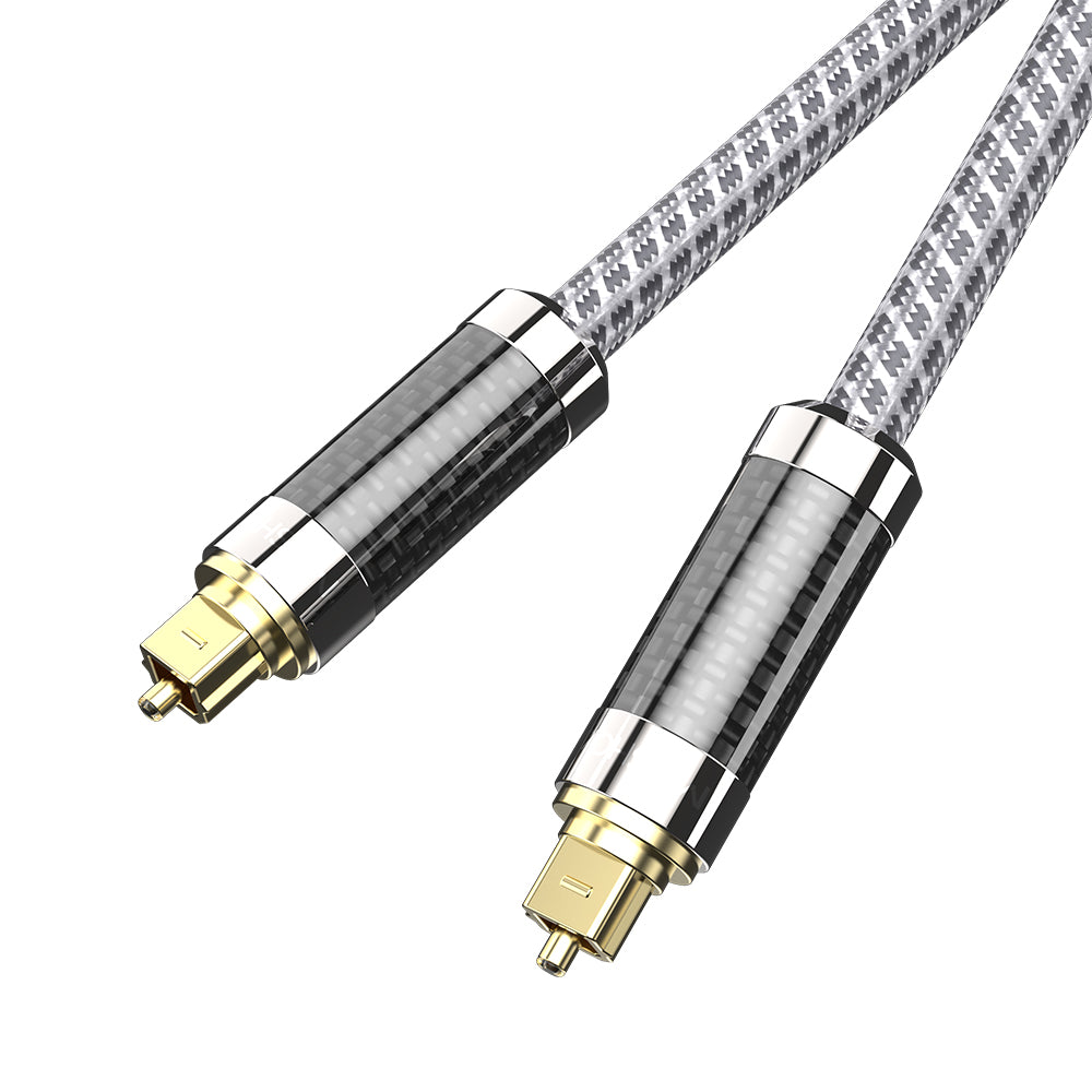 Dual Toslink connectors on MOSHOU carbon fiber optical audio cable