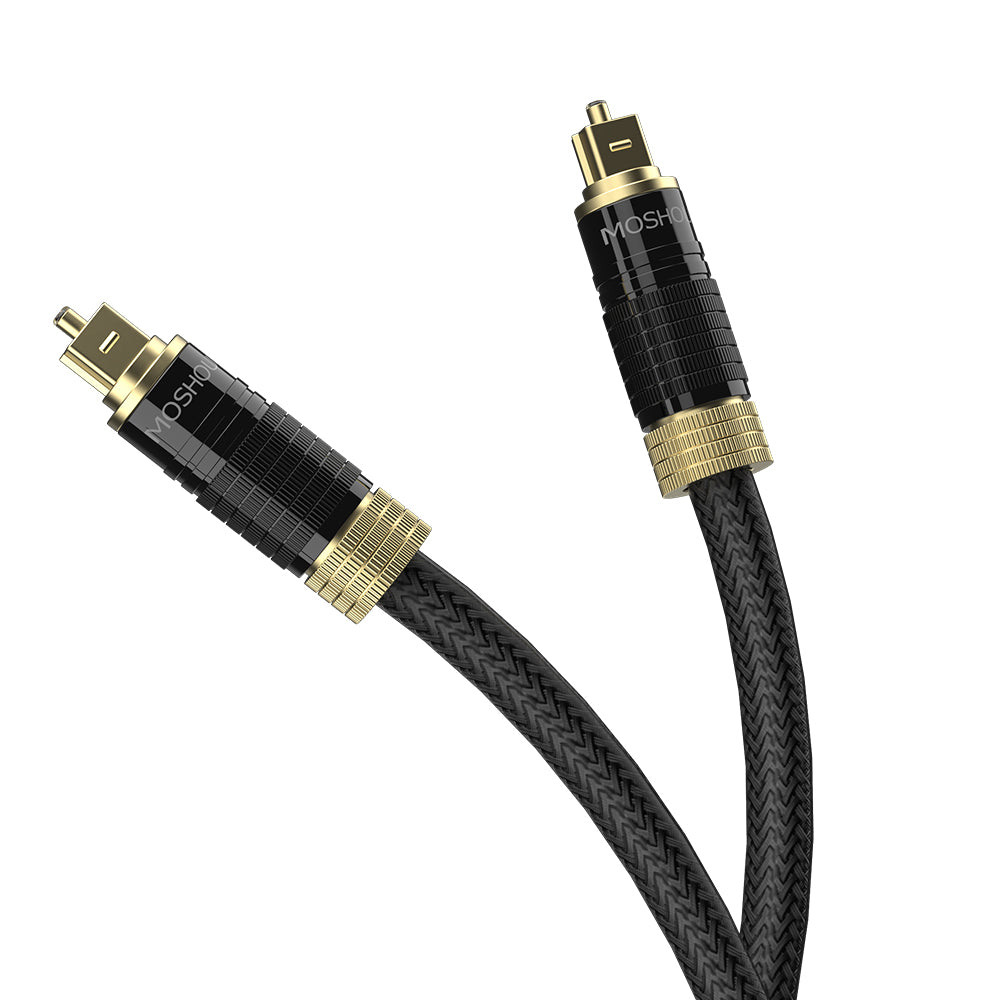 Dual Toslink connectors on MOSHOU optical audio cable