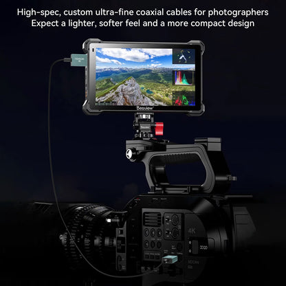Ultra-slim MOSHOU HDMI cable used with a camera monitor rig