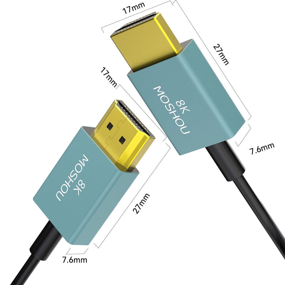 MOSHOU ultra-slim HDMI connector dimensions for compact installations