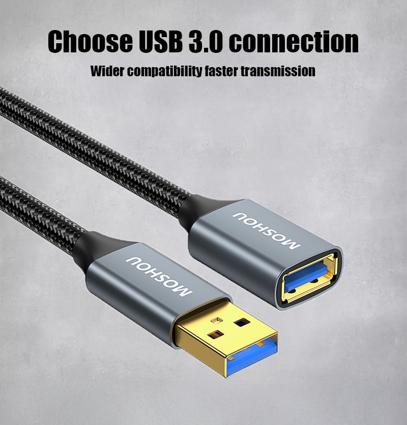 Durable woven USB 3.0 extension cable construction